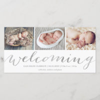 Welcoming Silver Script | Birth Announcement
