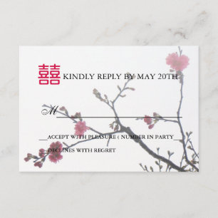 Welcoming Spring Double Happiness Sakura RSVP Card