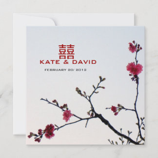 Welcoming Spring/Oriental Sakura Double Happiness Invitation