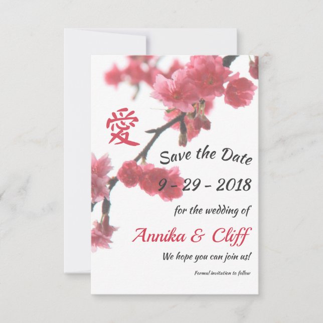 Welcoming Spring Sakura Love Symbol Save The Date© Date (Front)