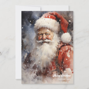 Welcoming watercolor Santa Claus smiling Holiday Card