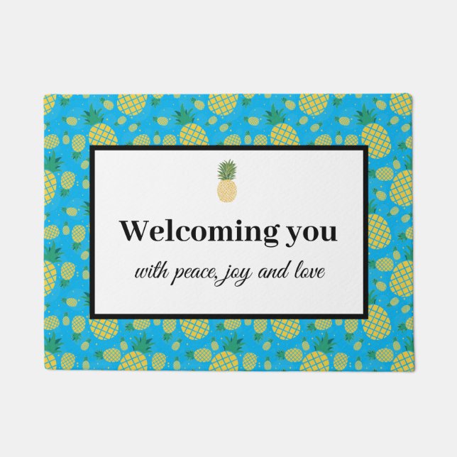Welcoming You with Peace Joy and Love Doormat (Front)
