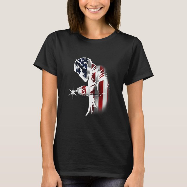 Welder American Flag Usa Patriotic Welder Apparel T-Shirt (Front)
