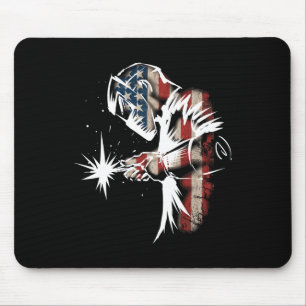 Welder American Flag Usa Patriotic Welder Gift  Mouse Mat