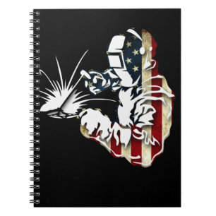 Welder American Flag USA Patriotic Welder Gift Notebook