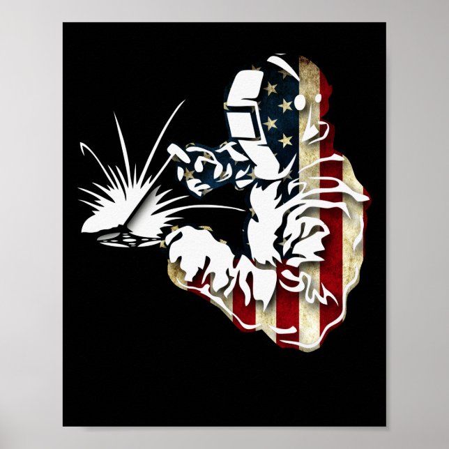 Welder American Flag USA Patriotic Welder Gift Poster (Front)