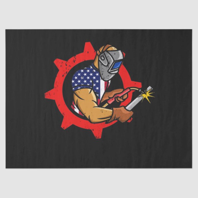 Welder American Flag USA Patriotic Welder Gift Tissue Paper (Front)