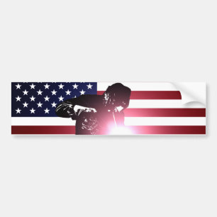 Welder and American Flag Bumper Sticker