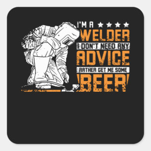 Welder And Beer Square Sticker