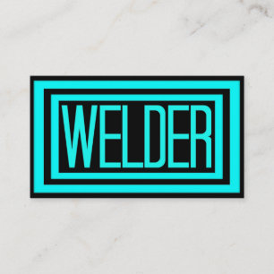 Welder Black and Teal Matted Frame Business Card