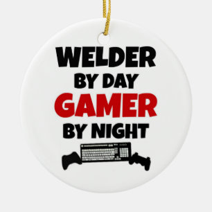 Welder by Day Gamer by Night Ceramic Tree Decoration