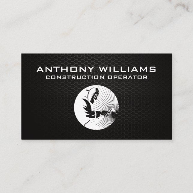 Welder |  Carbon Fibre Pattern Business Card (Front)