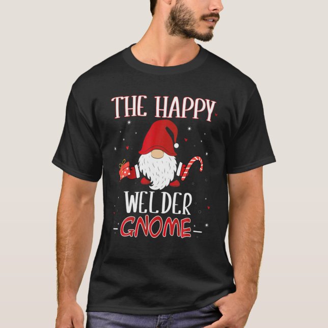 Welder Christmas Gnome Costume Matching Family T-Shirt (Front)