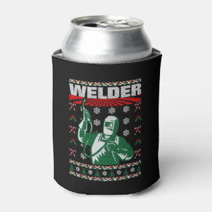 Welder Christmas Ugly Sweater Can Cooler
