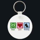 Welder Company Peace Love Welding Business Key Ring<br><div class="desc">Peace Love Welding. A cool welder gift featuring a peace sign,  heart,  and welders helmet.</div>