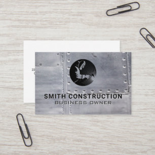 Welder Construction Logo   Metal Sheets Rivets Business Card