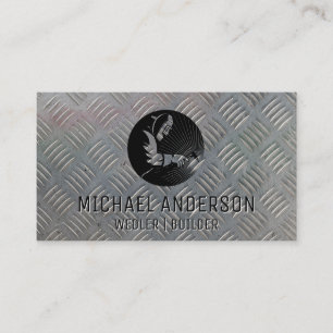 welder   construction   Metal Steel Plate Business Card