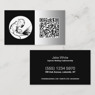 🔥Welder Custom Black Faux Metall QR Business Card