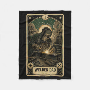 Welder Dad Funny Tarot Card Welding Fleece Blanket
