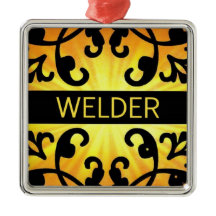 Welder Damask Christmas Ornament