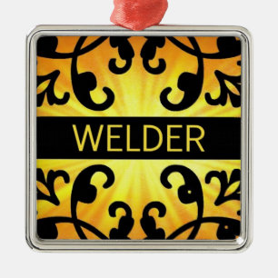 Welder Damask Christmas Ornament