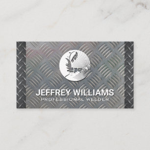 Welder   Diamond Plated Steel Business Card