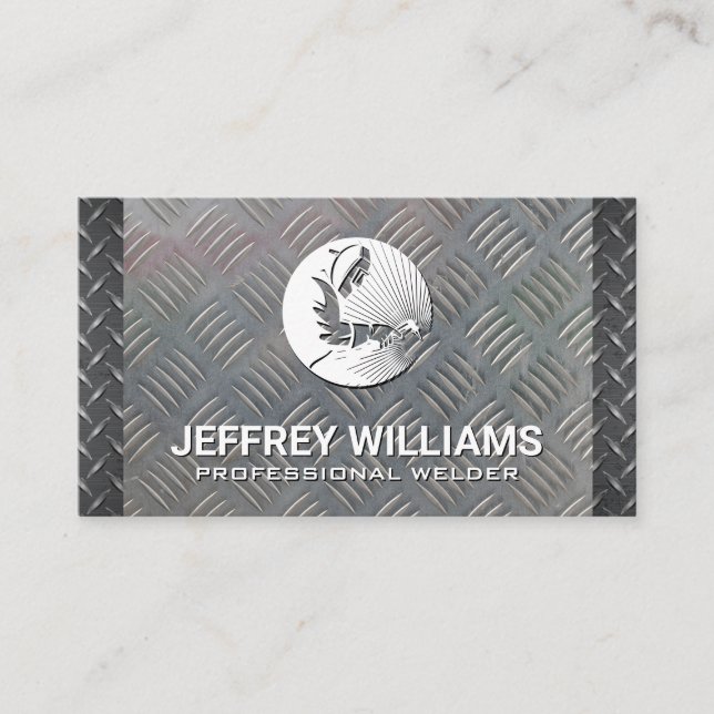 Welder | Diamond Plated Steel Business Card (Front)