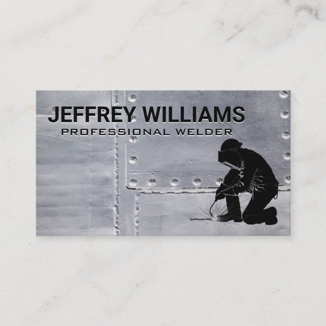 Welder Doing Metal Work  Business Card (Front)