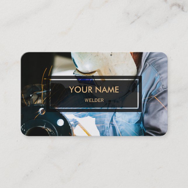 Welder (Elegant Photo Overlay) Business Card (Front)