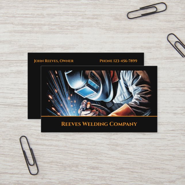 Welder Fabricator Contractor Service Business Card (Front/Back In Situ)