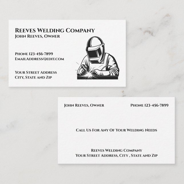 Welder Fabricator Contractor Service Business Card (Front/Back)