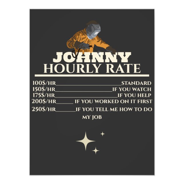 Welder funny hourly rate custom name gift for him photo print (Front)