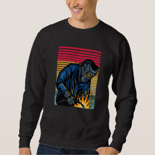 Welder  Funny Retro Vintage Welding Helmet Silhoue Sweatshirt