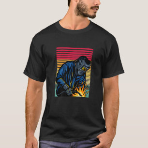 Welder Funny Retro Vintage Welding Helmet Silhoue T-Shirt
