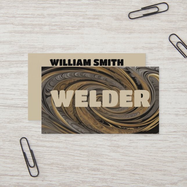 Welder Gold and Black Business Card (Front/Back In Situ)