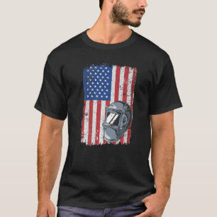 Welder Helmet Patriotic USA American Flag Vintage  T-Shirt