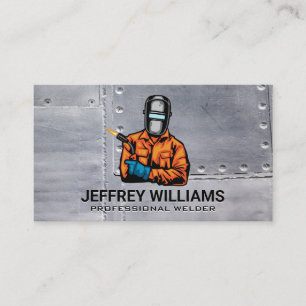 Welder Illustration Metal Rivets Business Card
