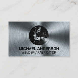 Welder Logo   Brushed Metal Business Card