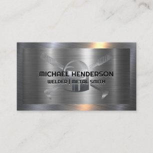 Welder Logo   Metallic Brushed Business Card
