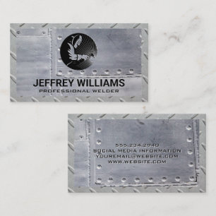 Welder Logo Steel Metal Pattern Business Card