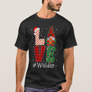Welder LOVE Gnome Funny Matching Pajama Christmas T-Shirt