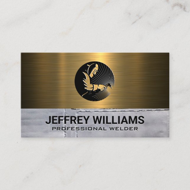 Welder | Metal Rivets | Metallic Business Card (Front)