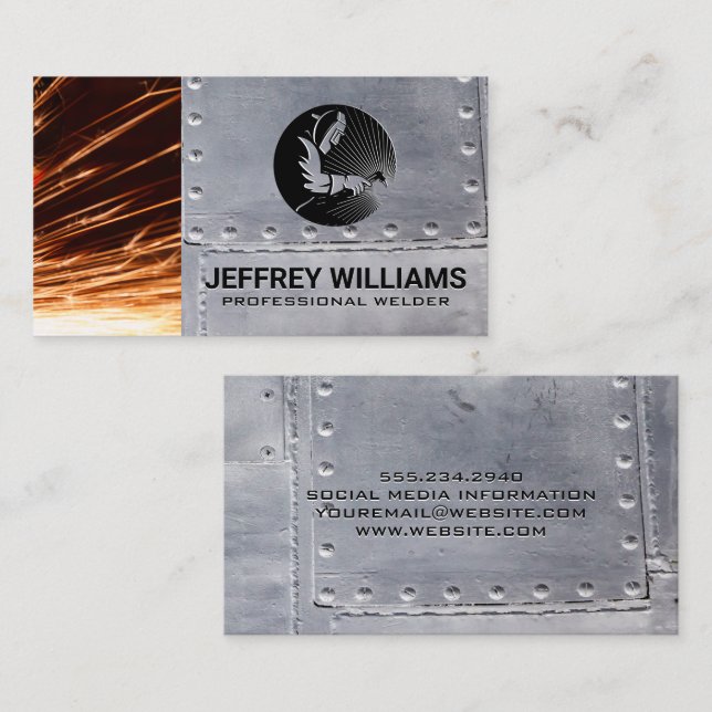 Welder | Metal Rivets | Sparks Business Card (Front/Back)