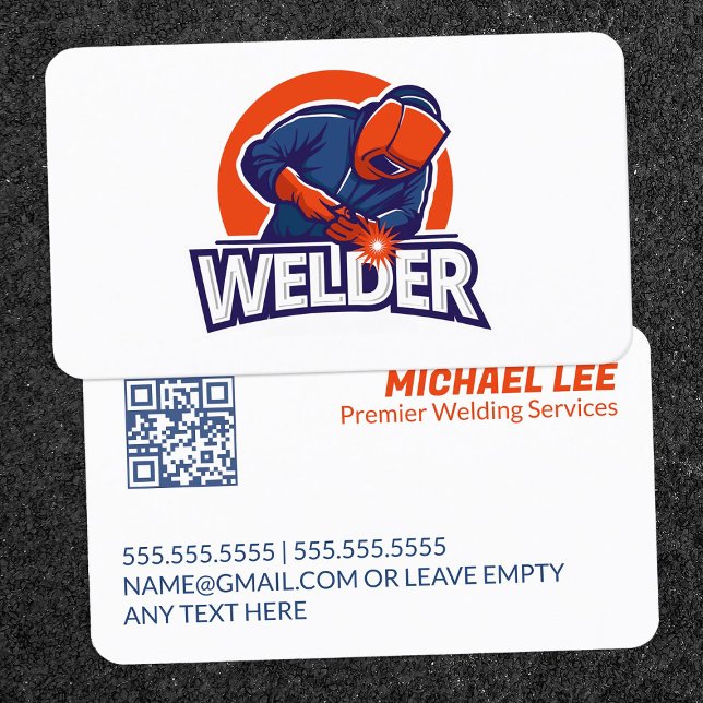 Welder Metal Welding Custom QR Business Card (Welder Metal Welding Custom QR Business Cards)