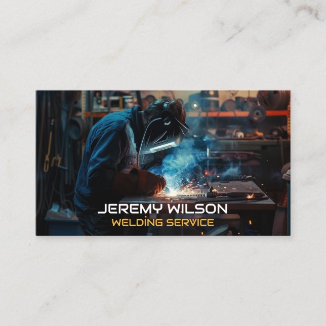 Welder Metal Welding Service Fabrication Steelwork Business Card (Front)