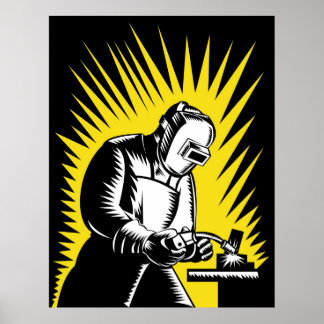 Welder Metal Worker Welding Retro Poster