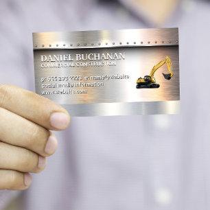 Welder Metallic Brushed with Rivets Bull Dozer Business Card