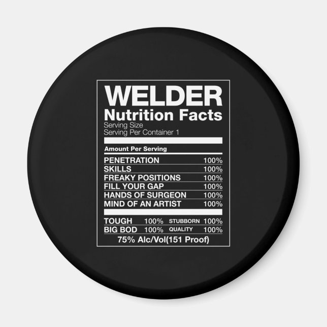 Welder Nutrition Facts Magnet (Front)
