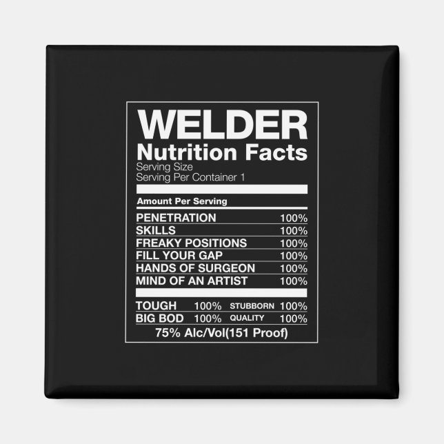 Welder Nutrition Facts Magnet (Front)