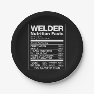 Welder Nutrition Facts Paper Plate